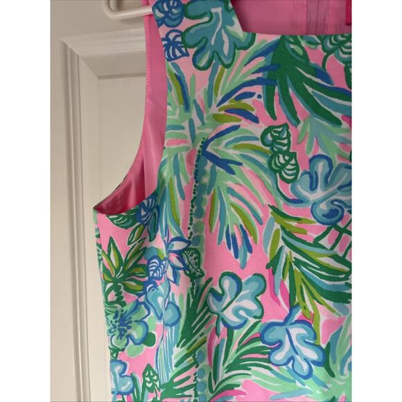 Lilly Pulitzer Donna Romper 12 Womens Pink Green Floral Side Tie Coconut Row New - Picture 3 of 16